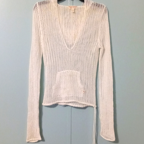 Abercrombie & Fitch Sweaters - A-45 Abercrombie and Fitch Sweater White Size Large Hood Crochet